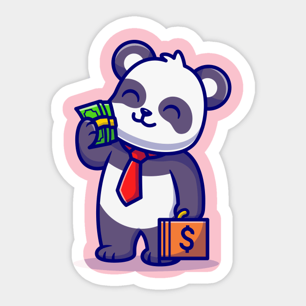 Cute Panda Employee With Salary Cartoon Sticker by Catalyst Labs